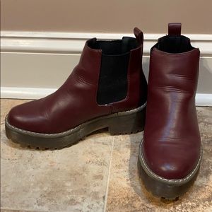 Chunky Maroon Platform Boots Size 36/6